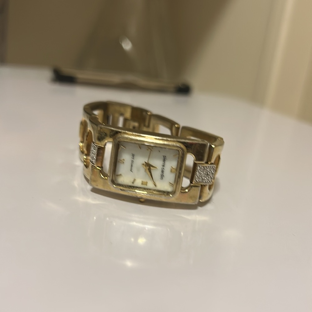 Gold Tone Rectangular Face Watch - Picture 8 of 9